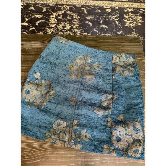 Free People Mini Blue Embroidered Metallic Moving-On Skirt Sz. 2 - Picture 1 of 5